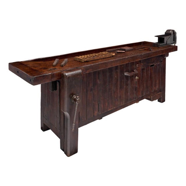 Industrial, French Workbench, Oak, 1900s For Sale