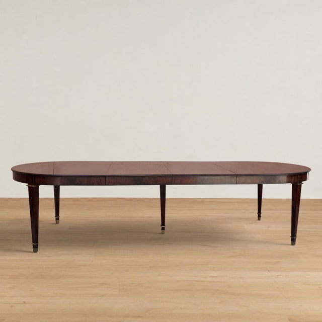 French Large Louis XVI Style Flame Mahogany Extendable Dining Table For Sale - Image 3 of 18