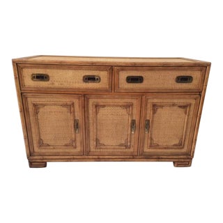 1990s Boho Chic Banboo and Rattan Cabinet/Bar For Sale