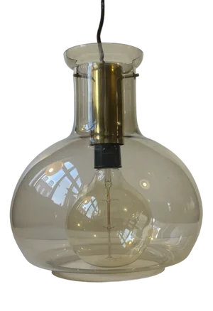 Scandinavian Modern Soap Bubble Ceiling Lamp in Smoke Glass by Jonas Hidle for Høvik Verk, 1960s