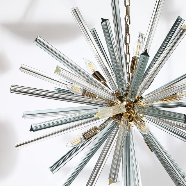 Modernist Hand-Blown Murano Smoked Aquamarine Camer Glass Sputnik Chandelier For Sale - Image 11 of 12