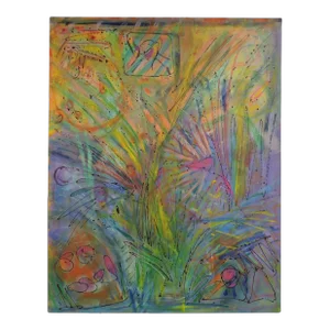 1990s Anne Boysen Large Modern Abstract Painting Celebration II Acrylic on Canvas