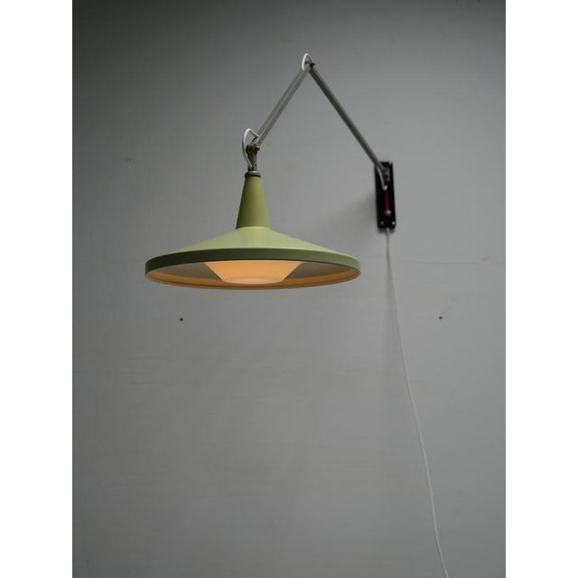 Green Panama Lamp in Painted Metal attributed to Rietveld and Cordemeyer for Gispen, 1955 For Sale - Image 8 of 12