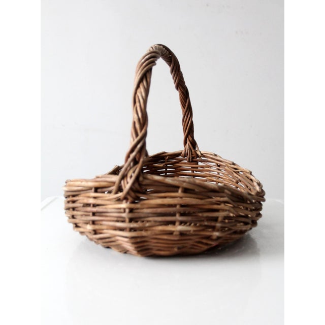 Mid 20th Century Vintage Wicker Gathering Basket For Sale - Image 5 of 12