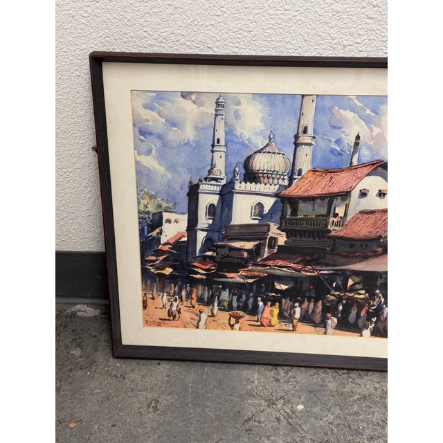 G. D. Thyaga Raj Delhi Mazar Street Scene Watercolor, Circa 1968 For Sale - Image 9 of 12