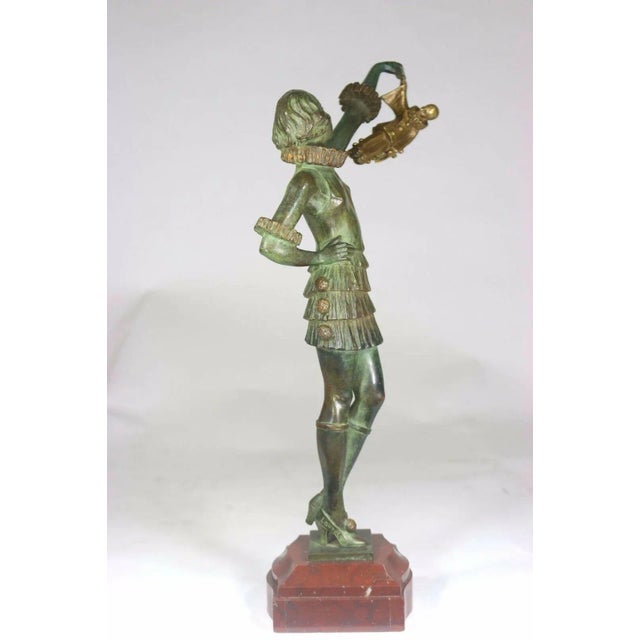 Art Deco 1930s Art Deco Bronze Harlequin Pierrot and Pierette Sculpture Signed by Famed Artist Pierre Laurel For Sale - Image 3 of 9