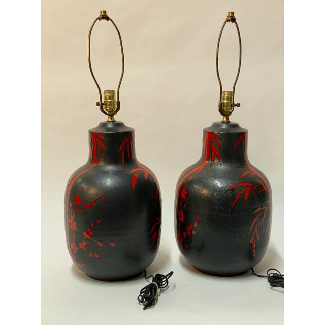 Bitossi Alvino Bagni Bitossi Bamboo and Butterfly Table Lamps, a Pair For Sale - Image 4 of 12