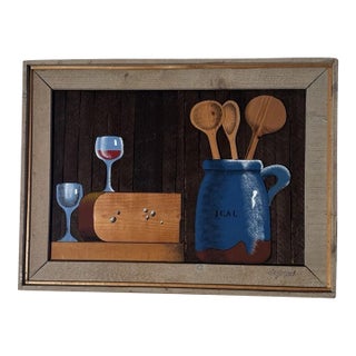 1970s Theodore DeGroot Lathe Art - Kitchen Still Life Panel For Sale