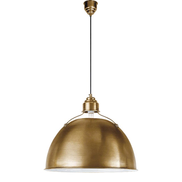 Thomas O'Brien for Visual Comfort Signature Eugene Large Pendant in Hand-Rubbed Antique Brass For Sale
