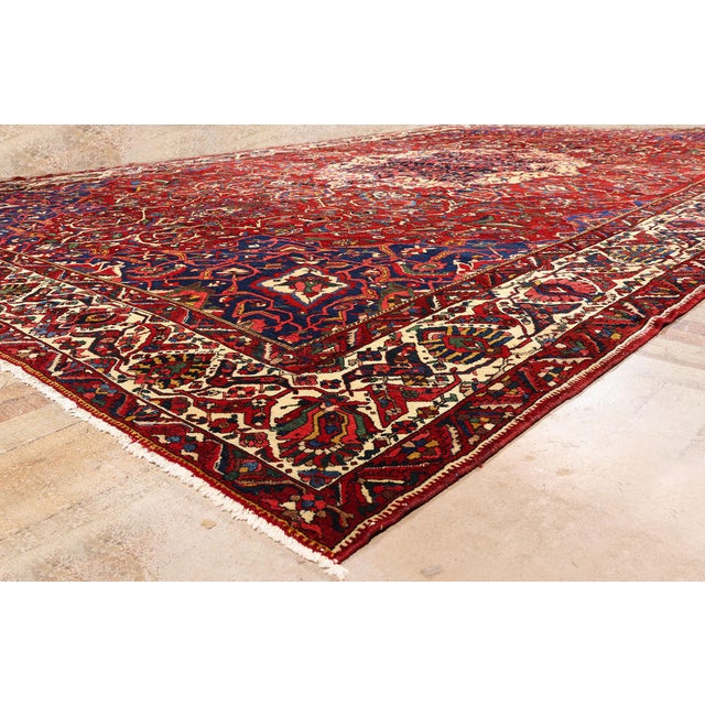 Red Antique Persian Bakhtiari Rug, 14'06 X 23'00 For Sale - Image 8 of 10