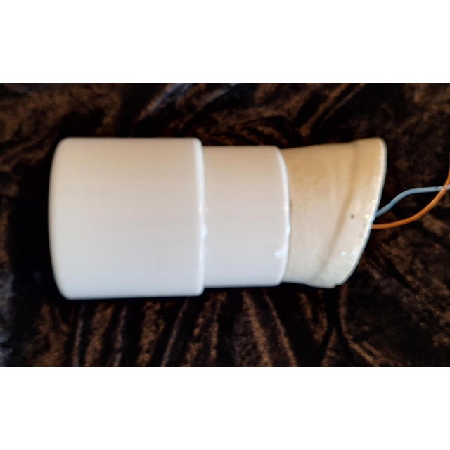 Glass Art Deco Wall Lamp with Opaque White Stepped Glass Shade in a Porcelain Mount, 1930s For Sale - Image 7 of 9