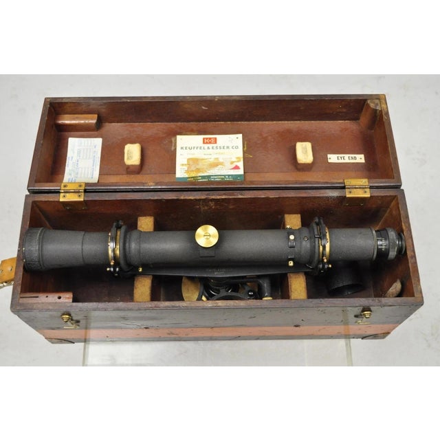 Antique Keuffel & Esser Co 141547 Surveyors Compass in Case W Wooden Tripod Base For Sale - Image 4 of 12