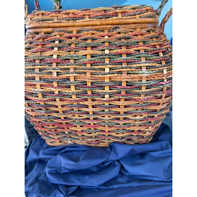 Red Large Snake Charmer Style Storage Basket With Handles For Sale - Image 8 of 10