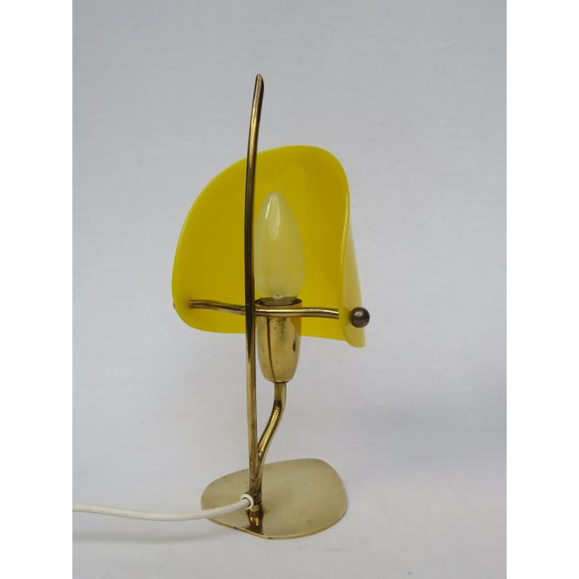Yellow & Red Brass and Acrylic Glass Table Lamps, 1950s, Set of 2 For Sale - Image 9 of 18