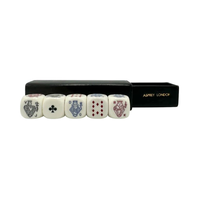 Vintage Asprey London Set 5 Dice Black Leather Case For Sale - Image 10 of 11