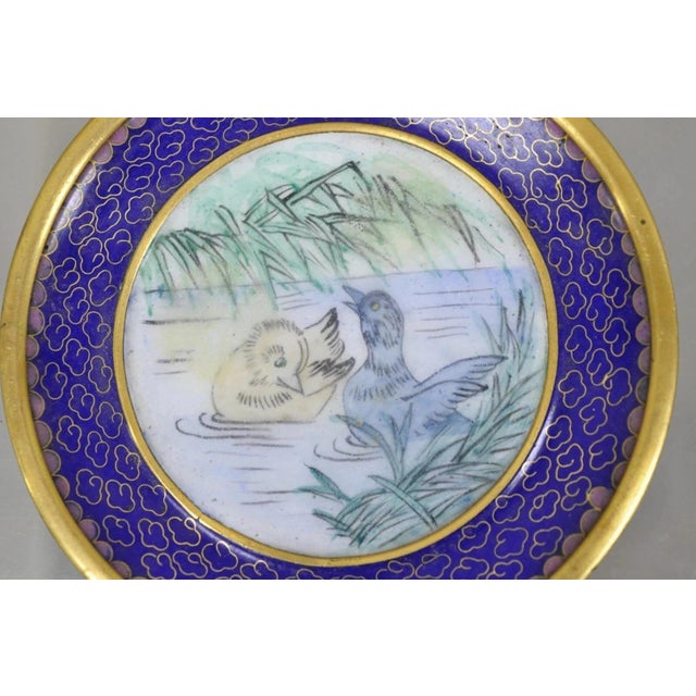 Metal Vintage Chinoiserie Brass Enamel Cloisonne Small Trinket Dish - Set of 4 For Sale - Image 7 of 10