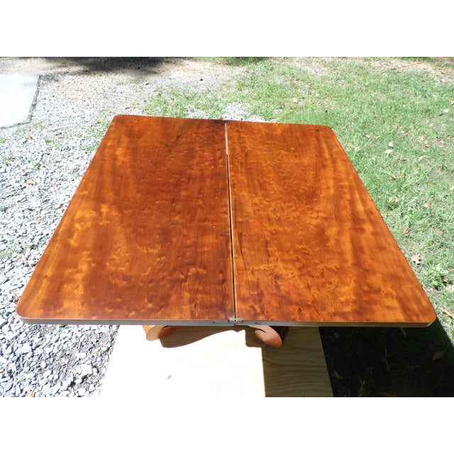Brown Antique 19th C Empire Flame Mahogany Swivel Top Console Game Table For Sale - Image 8 of 12