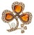 1930s 14k Yellow Gold Diamond Citrine Pearl Clover Brooch For Sale