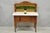 Antique English Arts & Crafts Birch Wood Green Iridescent Tile Backsplash Washstand Server with White Marble Top. Circa...