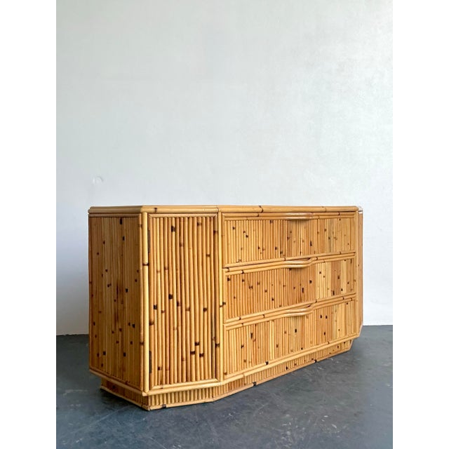 Vintage Boho Faceted Bamboo Dresser For Sale - Image 12 of 12