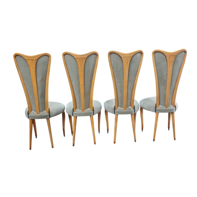 Beech and Fabric Chairs, 1960s, Set of 4 For Sale - Image 3 of 10