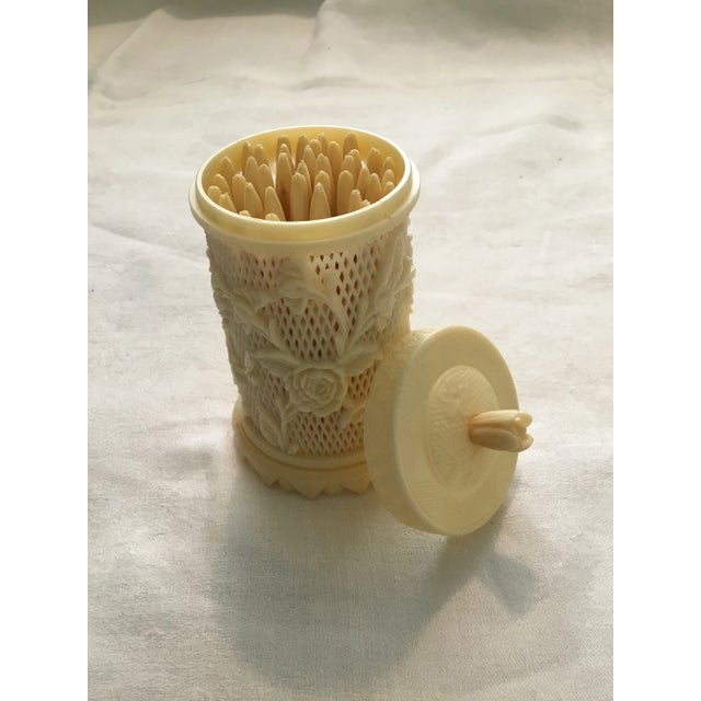Asian Appetizer Forks With Matching Holder and Lid- 39 Carved Forks Vintage For Sale - Image 3 of 11