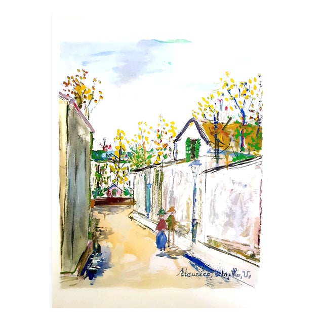 Maurice Utrillo - Inspired Village of Montmartre - Pochoir 1950 For Sale