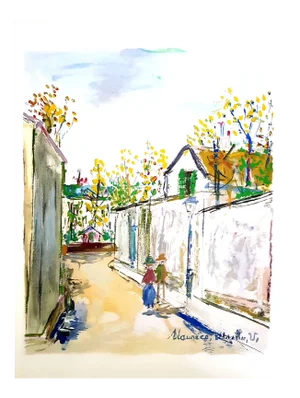 Maurice Utrillo - Inspired Village of Montmartre - Pochoir 1950