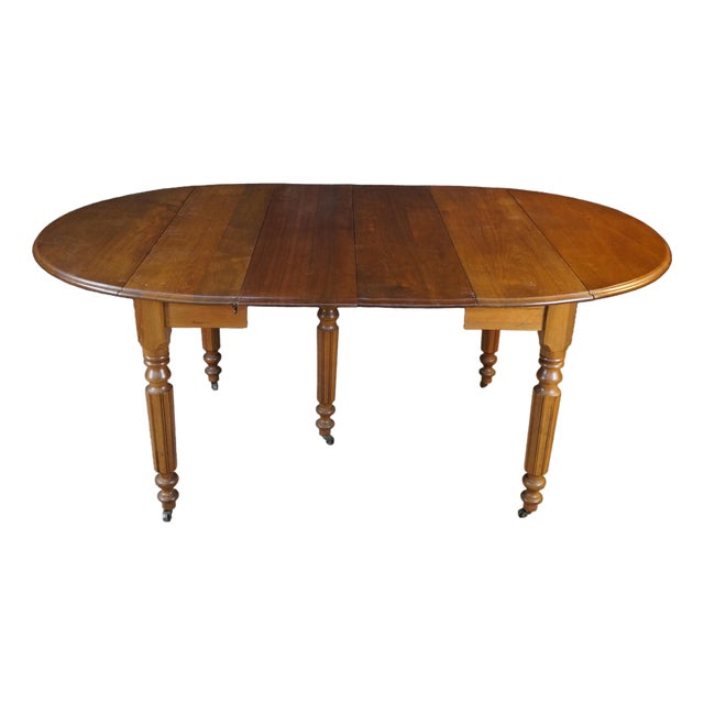 Antique American Victorian Mahogany Drop Leaf Dining Table Expandable Console For Sale