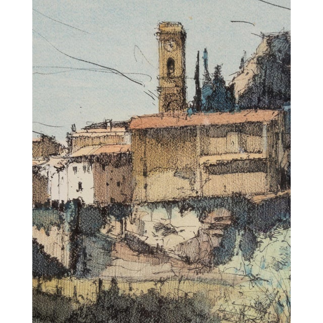 Brown 20th Century "Italian Hill Town" Oil on Canvas For Sale - Image 8 of 9
