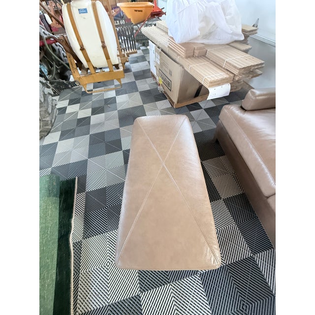 Contemporary Lee Industries Leather Ottoman For Sale - Image 3 of 4