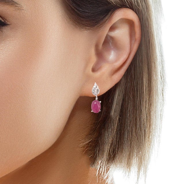 Natural Ruby Diamond Earrings 14k Gold 1.55 TCW Certified For Sale - Image 11 of 14