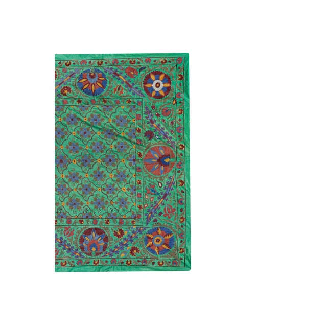 Mid-Century Modern 1960s Suzani Silk Wall Hanging For Sale - Image 3 of 11