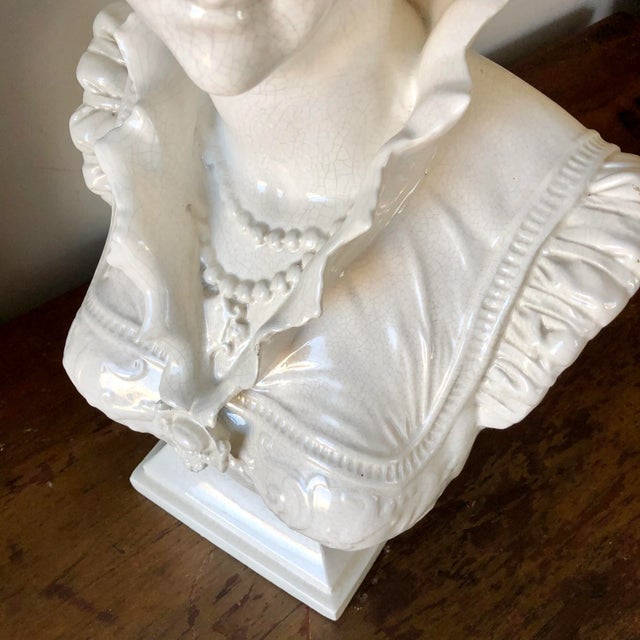 Vintage White Italian Pottery Bust of a Woman For Sale In Buffalo - Image 6 of 11