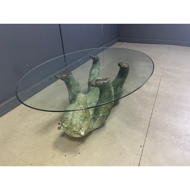 Metal Vintage Brass and Glass Bear Coffee Table, 1970s For Sale - Image 7 of 10
