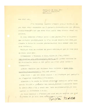 Tristan Tzara's Letter by Tristan Tzara, 1955