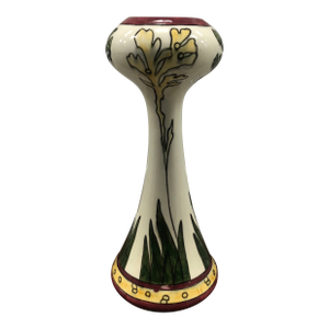 Antique Green and Yellow Royal Dux Art Nouveau Round Porcelain Vase