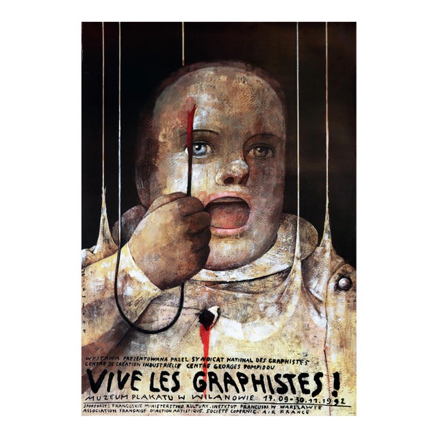 1992 Polish/French Design Exhibition Poster - Vive Les Graphistes ! For Sale