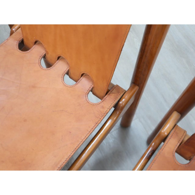 Brown Vintage Walnut and Leather Chairs by Ilmari Tapiovaara for La Permanente, 1960s, Set of 4 For Sale - Image 8 of 18