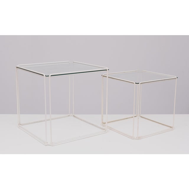 White and Clear Glass Isocele Nesting Tables from Max Sauze, 1970s, Set of 2 For Sale - Image 6 of 8