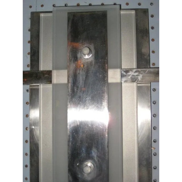 Metal Modernist Nickeled Bronze and Glass Sconces - a Pair For Sale - Image 7 of 8