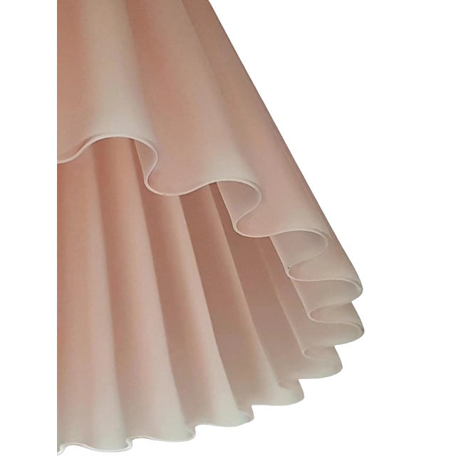 Murano 1980s Vintage Pink Murano Glass Scalloped Pleated Pendant Light For Sale - Image 4 of 5