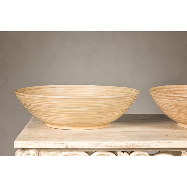 Brown Country Style Vintage Woven Reed Decorative Bowls in Cream Tones - Set of 3 For Sale - Image 8 of 12