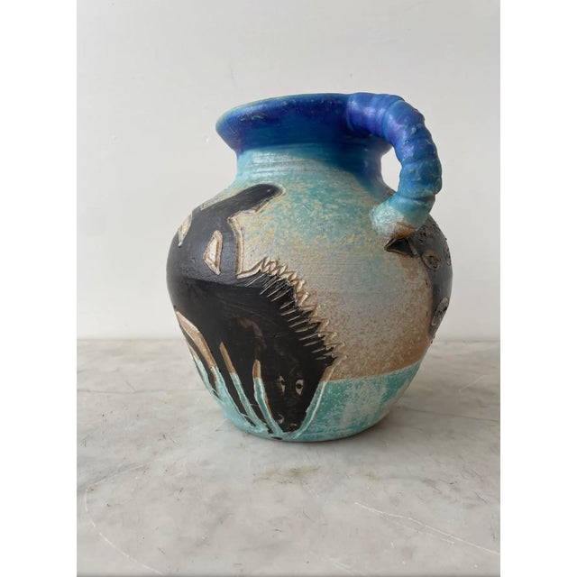 English 1930s George Johnson Urn With Handles - Bison and Man on Horse Design For Sale - Image 3 of 9