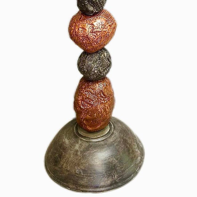 Marc Zimmerman "Stone Perch 2" Glazed Ceramic Totem, 60 Inches Tall, Rounded Earth Tone Forms, Bird Crown, Contemporary Art West Coast For Sale - Image 4 of 7