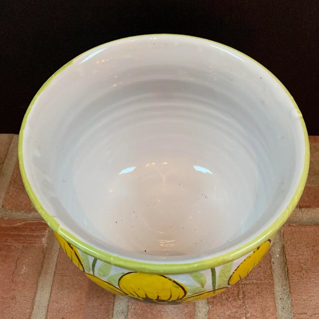 Yellow Vintage Mid-Century Italian Ceramic Yellow Flowers Planter / Cachepot For Sale - Image 8 of 10