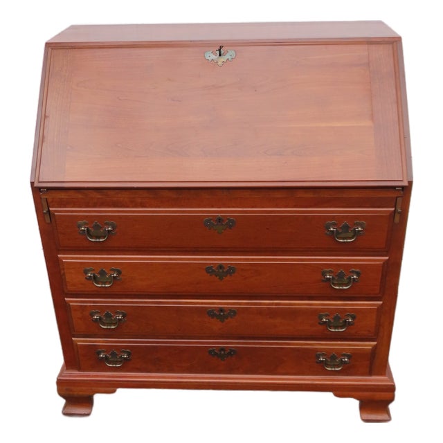 Maddox 1940s Solid Cherry Large Secretary Desk 6393 For Sale