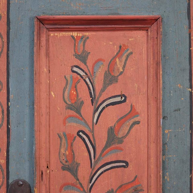 Rustic Farmhouse Folk Art Painted Bridal Cabinet, 1806 For Sale - Image 4 of 15