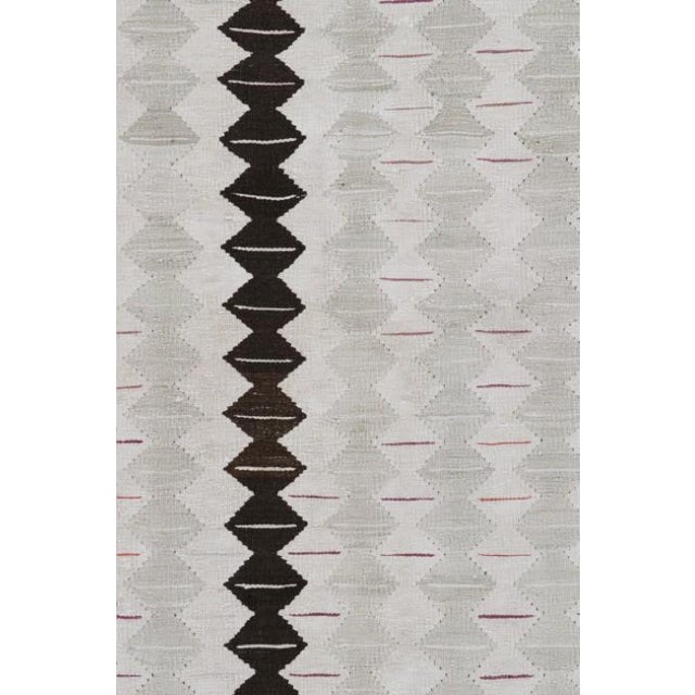 Modern 1950s Vintage Shahsavan Persian Kilim in Gray & Brown Geometric Pattern by Rug & Kilim - 5'7''x10' For Sale - Image 3 of 5