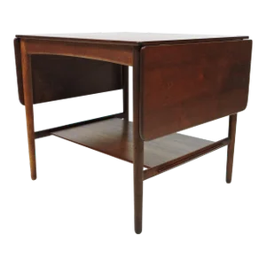 1950s Hans Wegner Danish Modern Teak & Oak Drop Leaf End Table for Andreas Tuck
